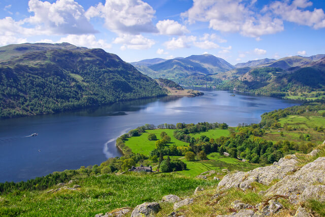 A view across Ullswater and the surrounding fells