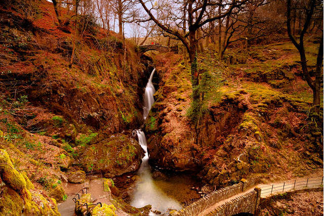 A view of Aira Force waterfall in Autumn