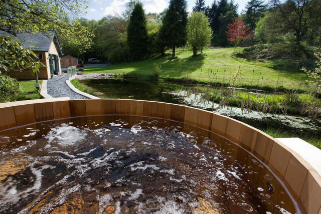 An exterior shot of the hot tub at Bracken Ground