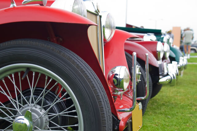 Classic cars parked in a row