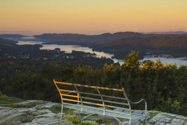 A far reaching view from the top of Orrest Head across Lake Windermere