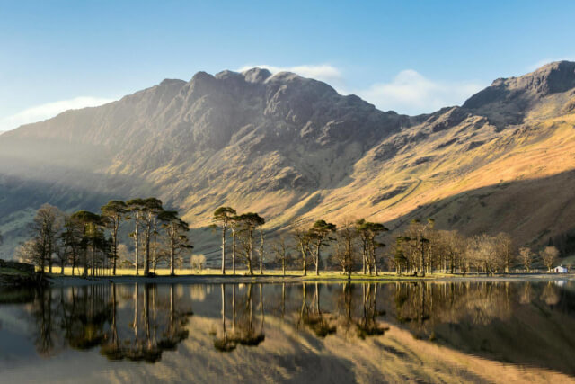 Shadow of mountains reflecting in Buttermere
