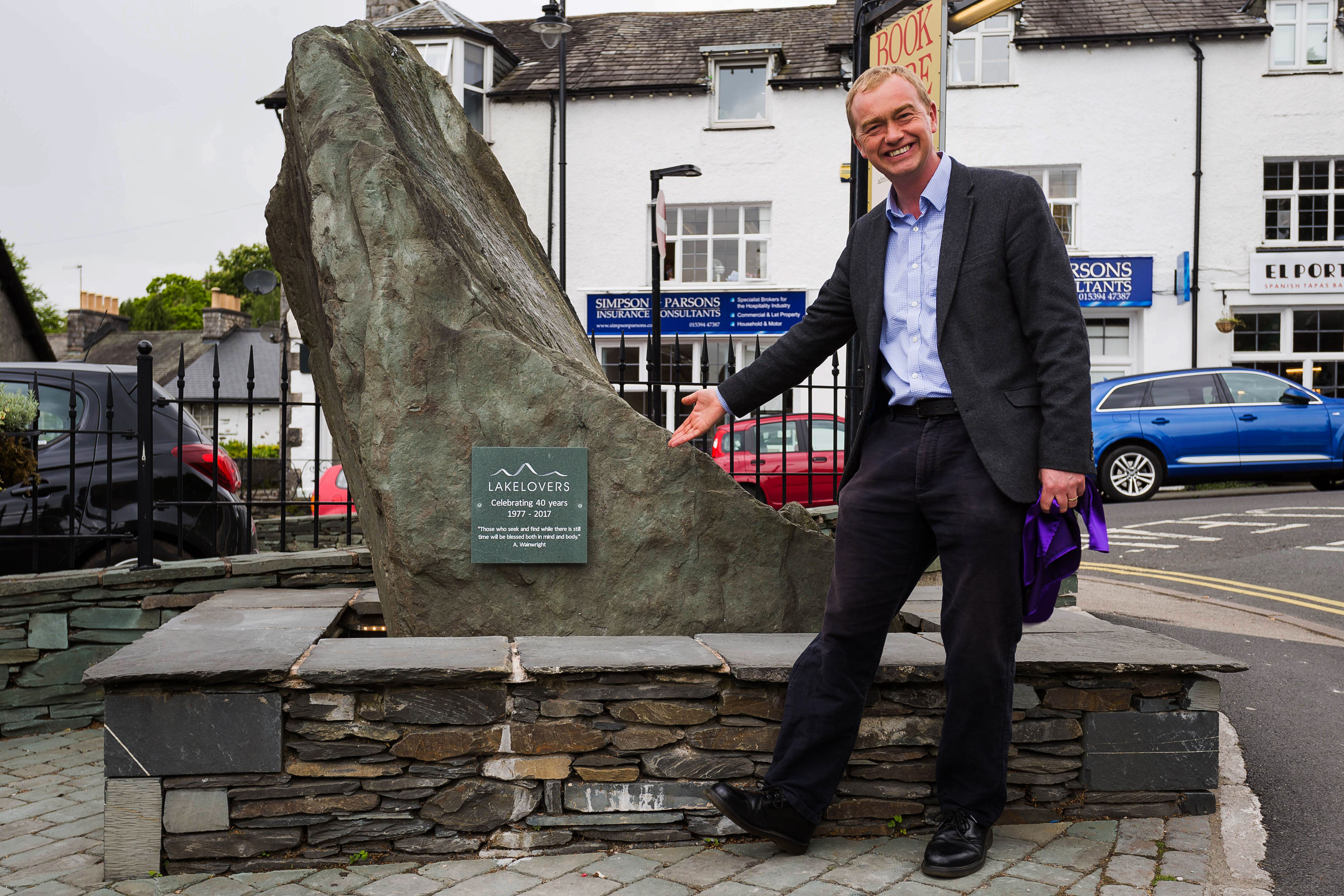 Former Lib Dem MP Tim Farron unveils Lakelovers 40th Birthday plaque