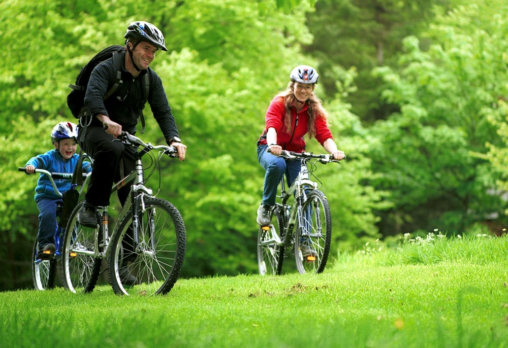 Family cycling in the Lyth valley