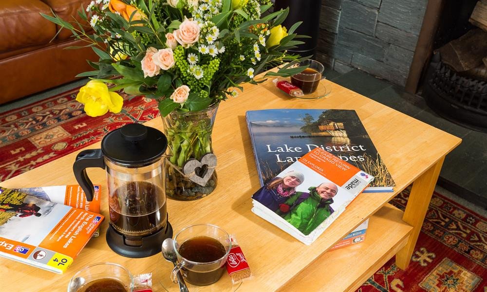 Coffee table with fresh flowers