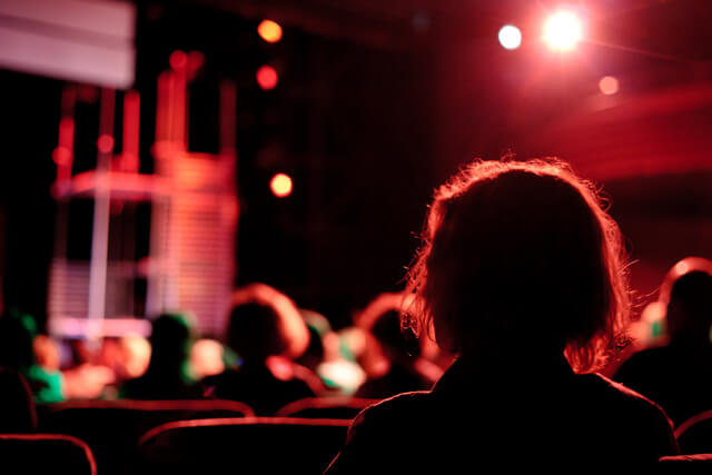 A member of the audience in a theatre