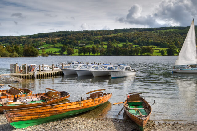 Boats sitting on Coniston Water