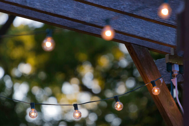 Outdoor bulb lights lit up