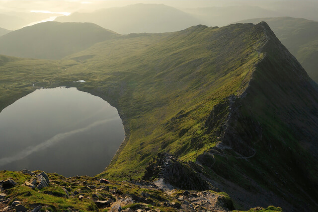 A view of Striding Edge trail on Helvellyn