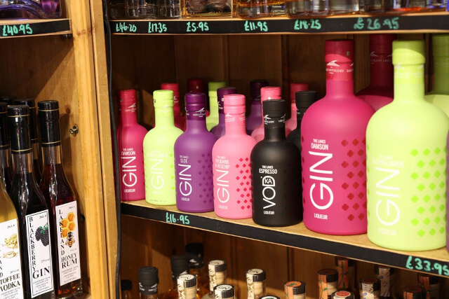 Lakes Gin and Vodka on the shelf at Plumgarths Farm Shop