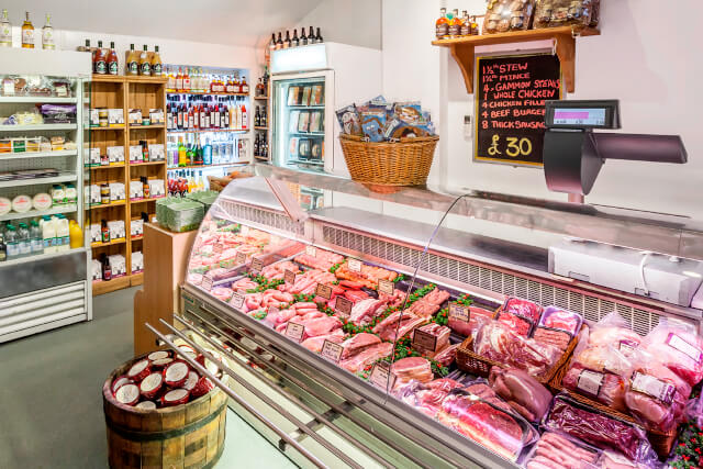 The meat counter at Plumgarths Farm Shop