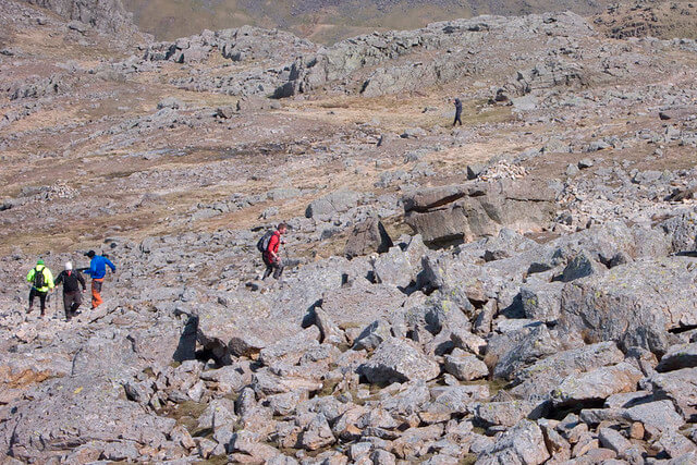 Rocky ascent of the Corridor Route on Scafell Pike