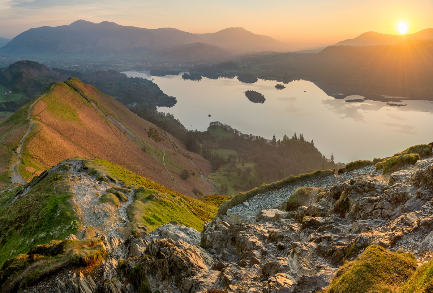 Image of Derwentwater with sunset over looking. Keswick, Derwentwater, Catbells, Lakes Owners