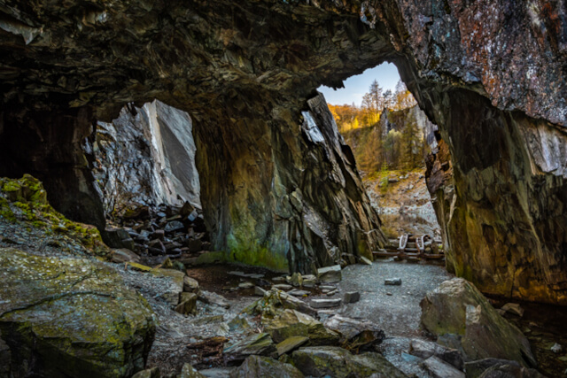 Two windows in the slate walls of Hodge Close Quarry